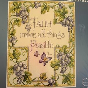 "Faith makes all things possible" Stamped Cross Stitch Art by Janlynn